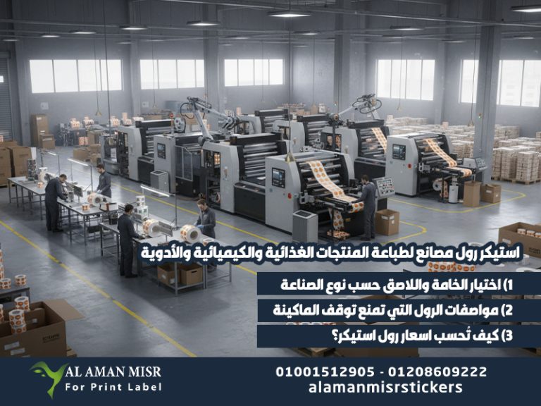استيكر رول مصانع لطباعة المنتجات الغذائية والكيميائية والأدوية